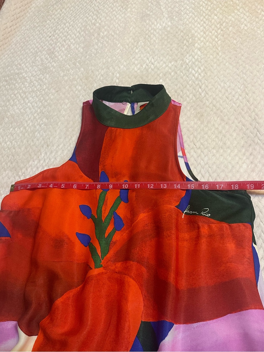 Farm Rio Anthropologie Red Motif Halter Maxi Dress S - Picture 7 of 10